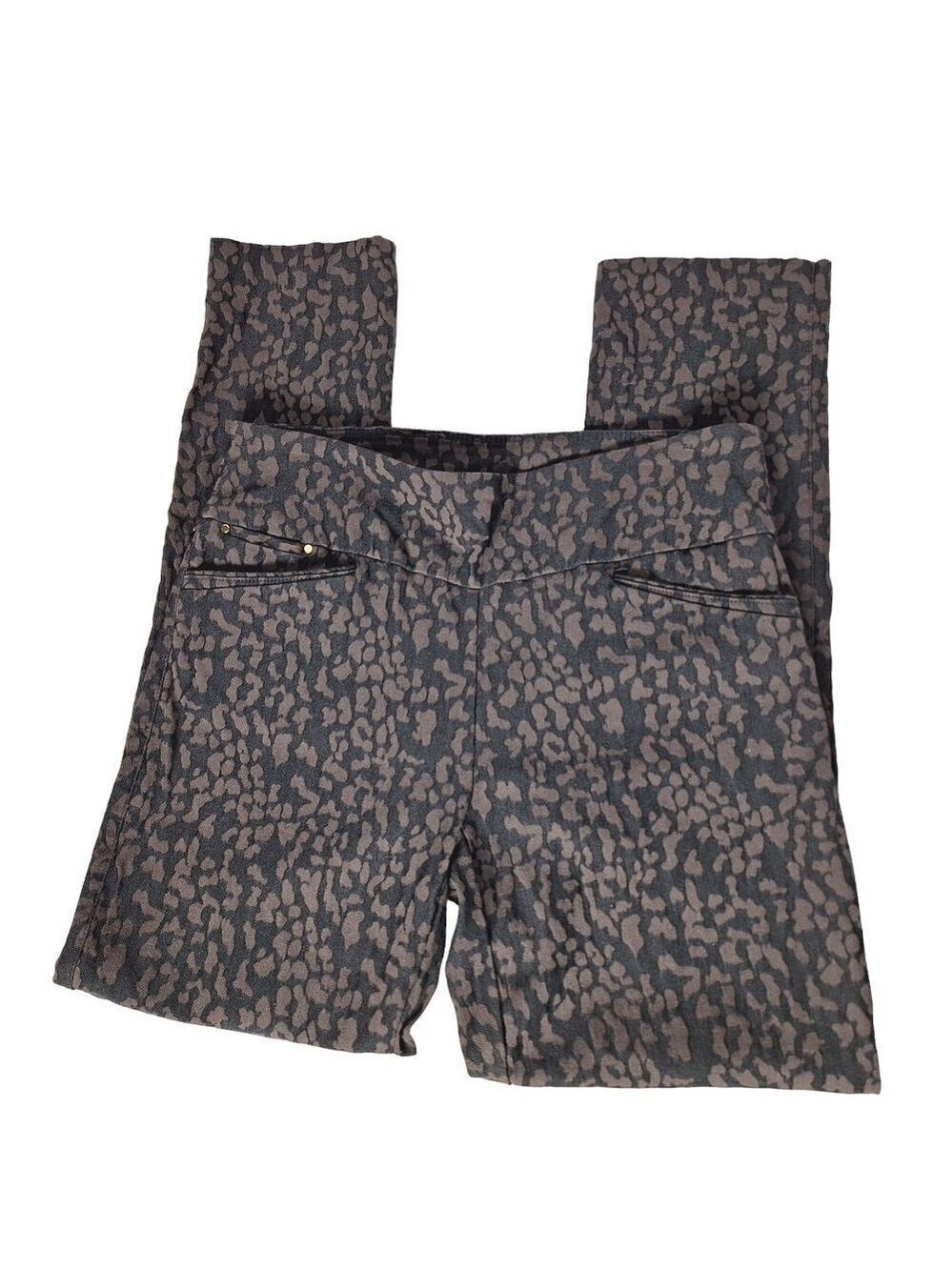 Attyre Women's Black Brown Cheetah Print Skinny Pants Size 4